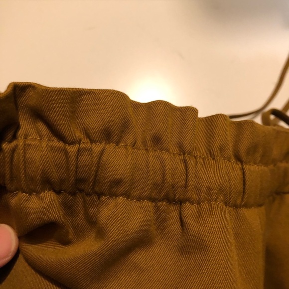 KOTN 100% Cotton XXL Drawstring Pants Mustard Brown Women’s Wide Leg High Rise - Picture 14 of 16